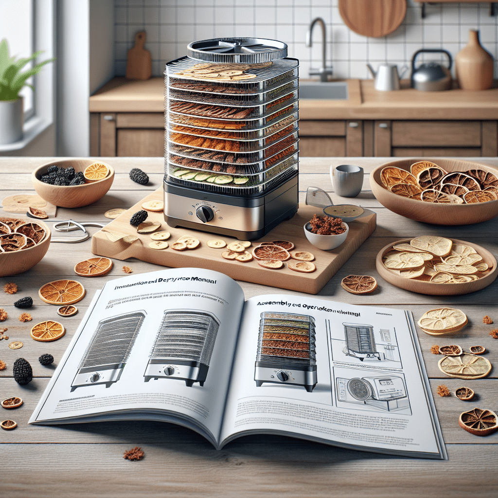food dehydrator manual on a table