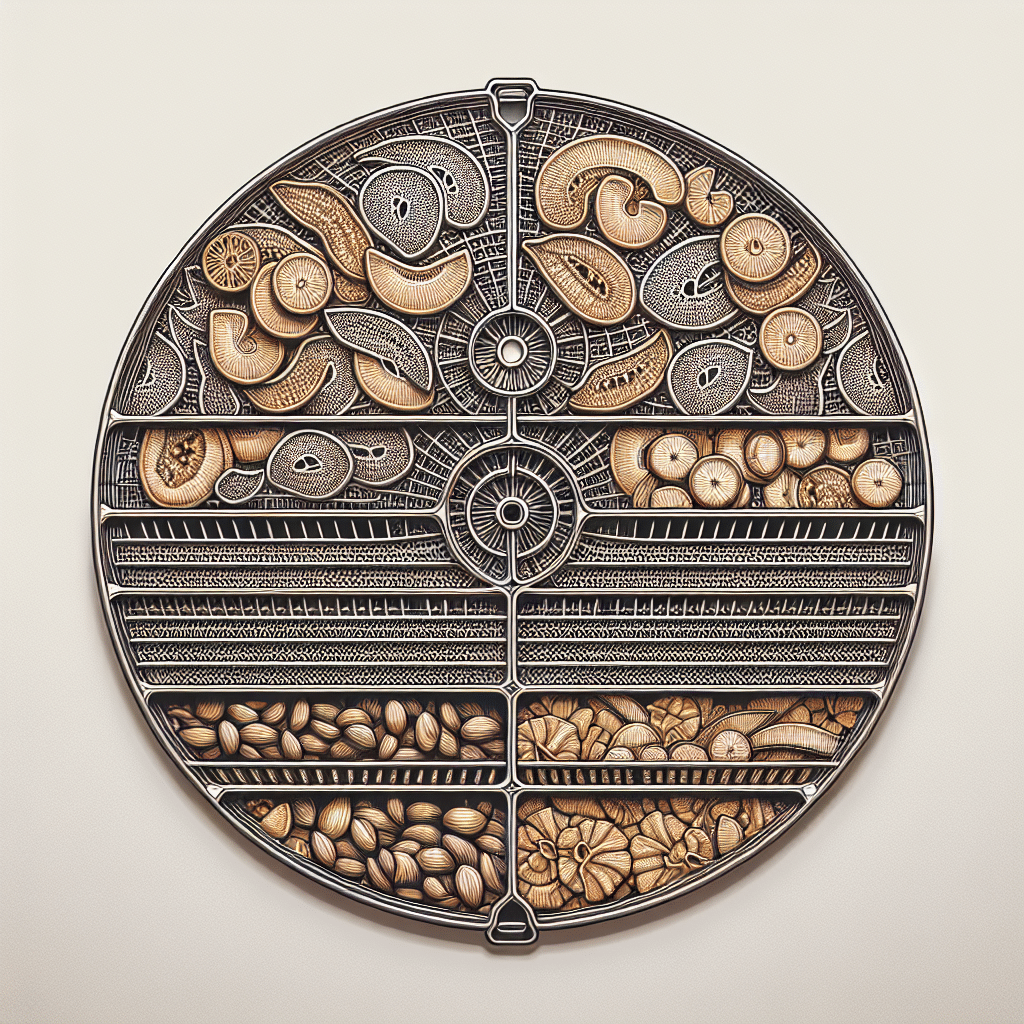 Food dehydrator circle tray with food in the tray