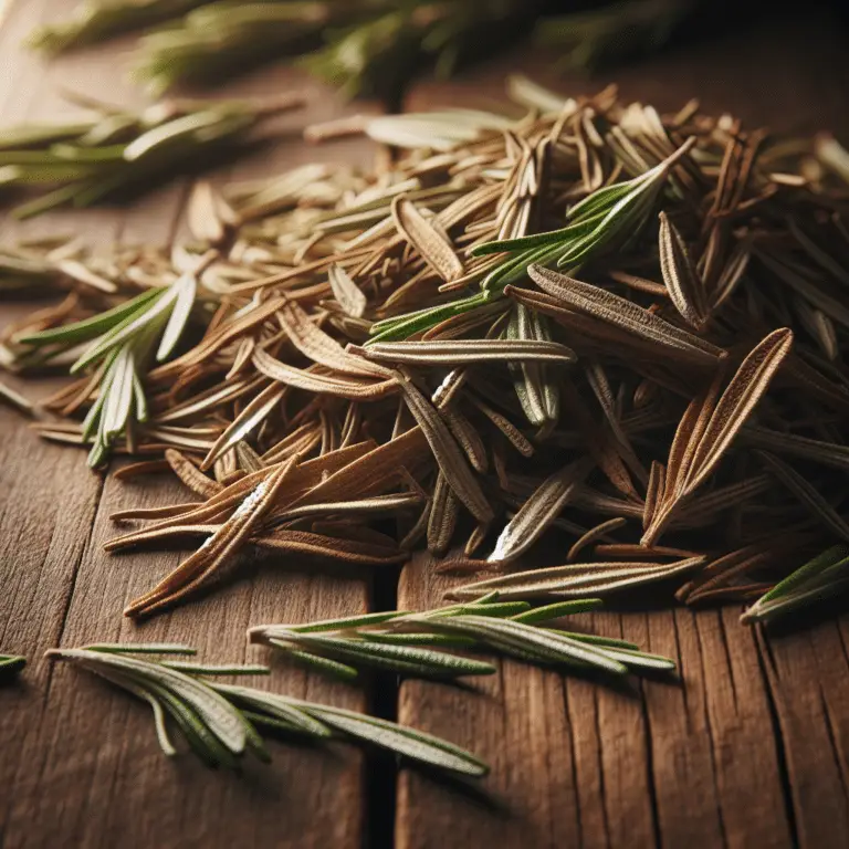 dried rosemary on a wooden table