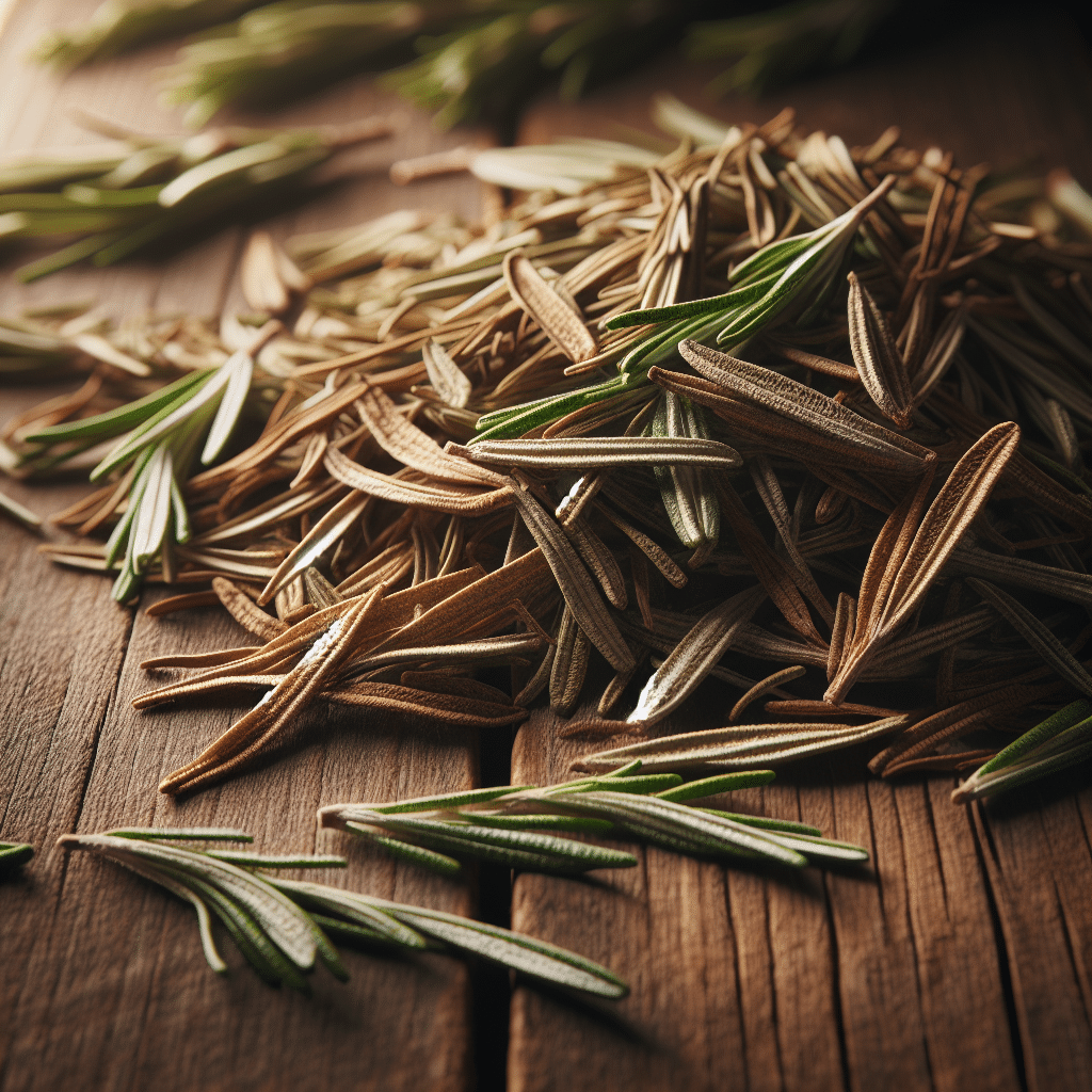 dried rosemary on a wooden table