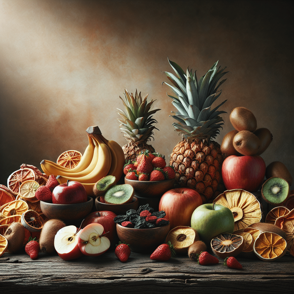 assortment of fruits on a wooden table