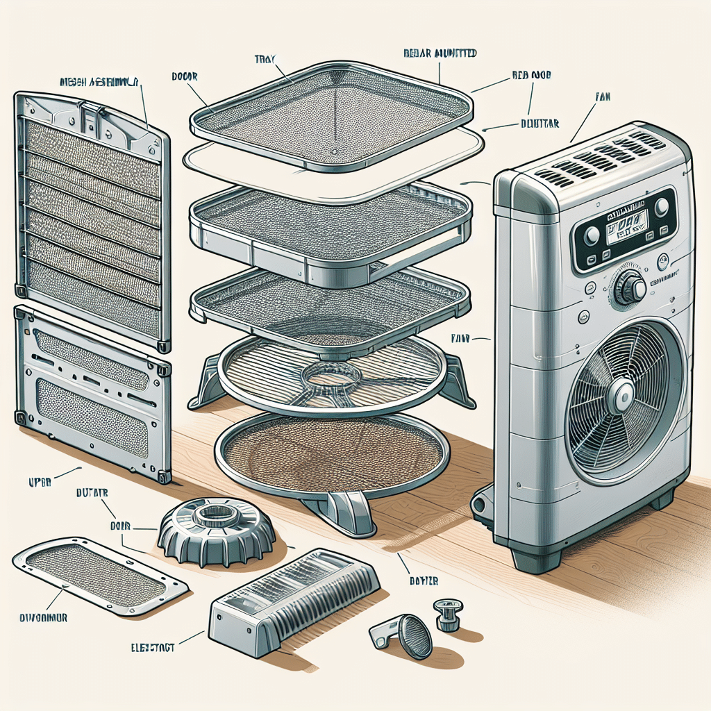 dehydrator parts on a white background