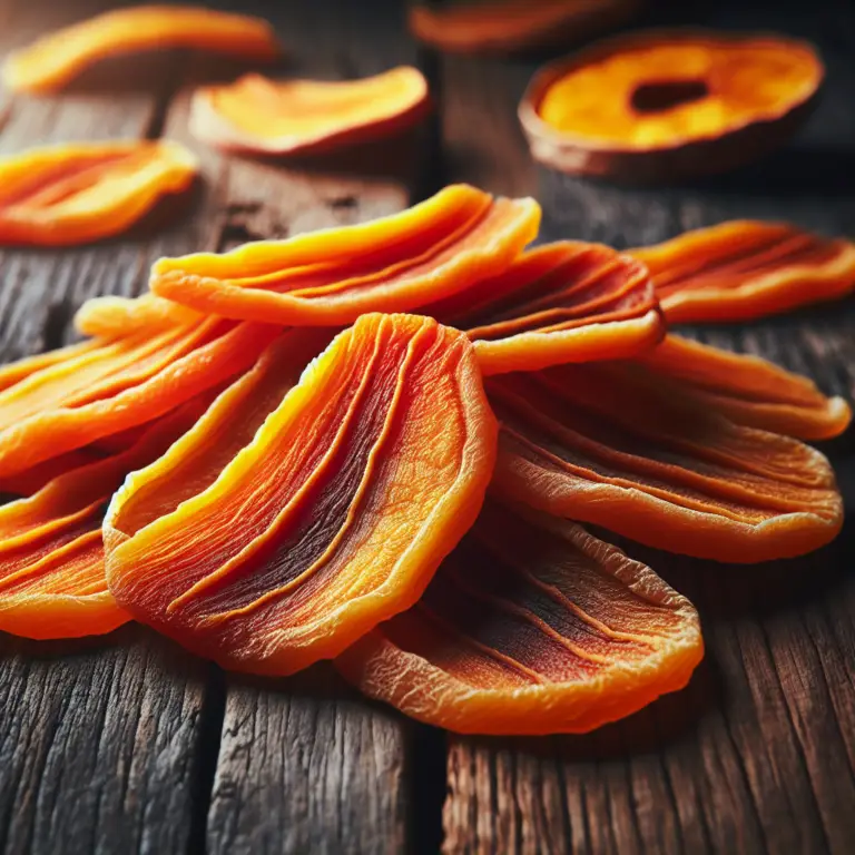 dried mangoes on a wooden table