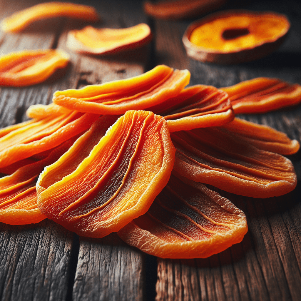 dried mangoes on a wooden table