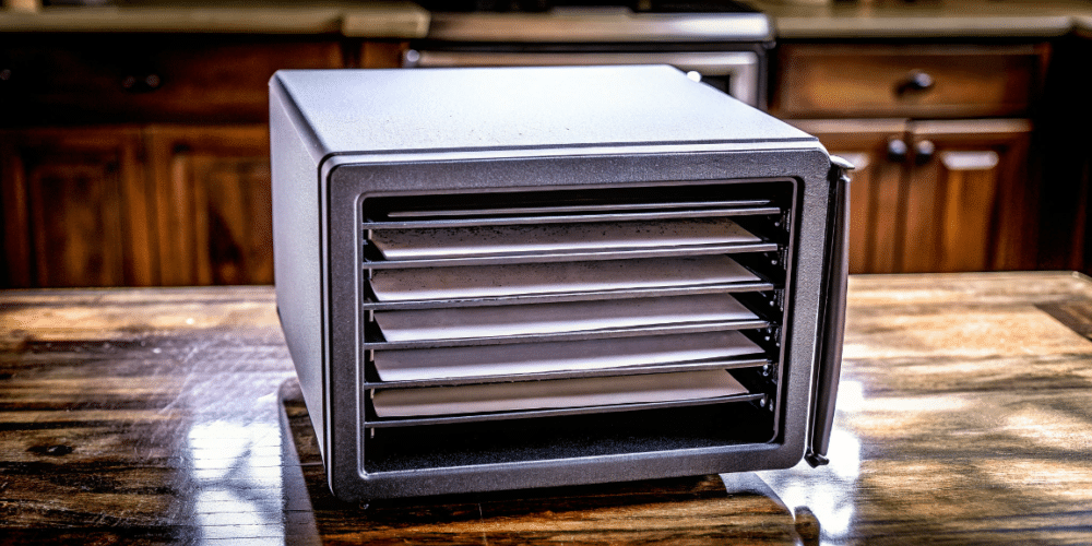 a sleek black food dehydrator.