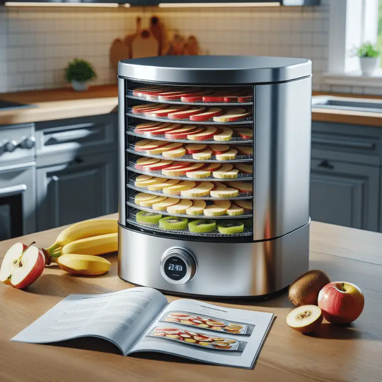 food dehydrator next to a manual