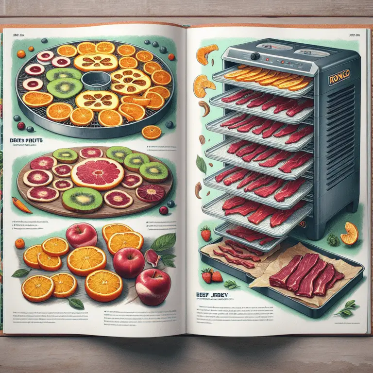 dehydrator recipes book on a marble background