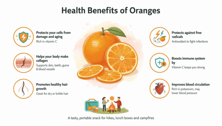 The image showcases a vibrant display of dehydrated orange slices arranged neatly on a baking sheet, highlighting their rich color and texture. These dried orange slices not only serve as a delicious snack but also offer numerous health benefits, such as boosting the immune system and improving blood circulation.