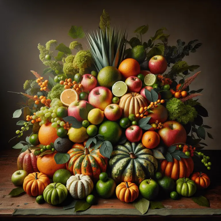A vibrant fruit arrangement centerpiece.