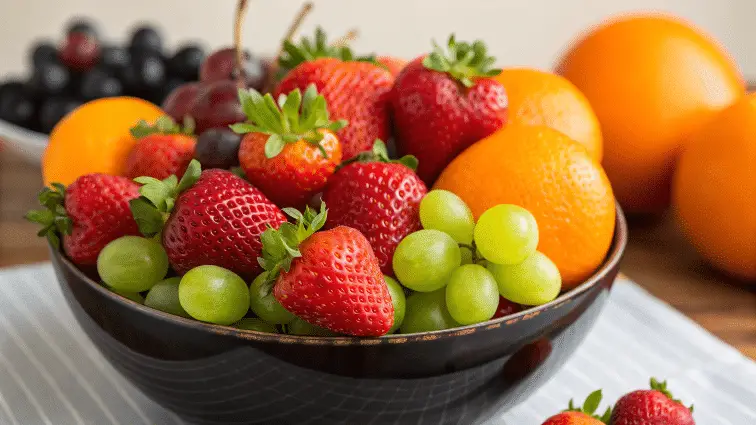 fresh fruit in a bowl.