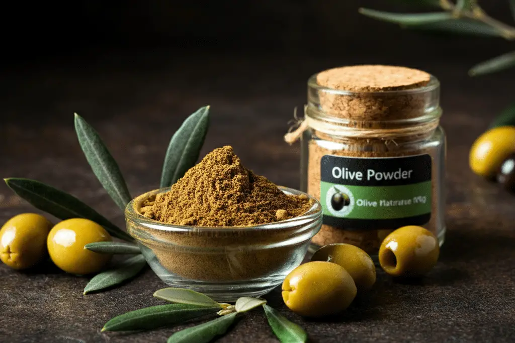 olive powder in a jar