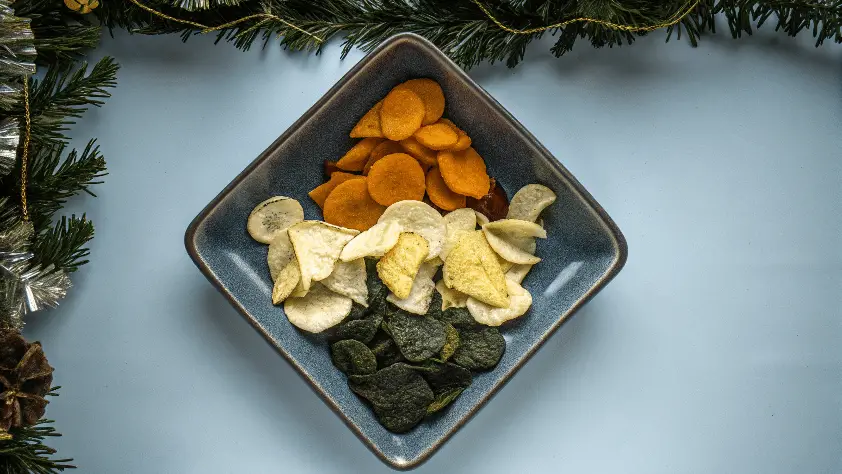 top down view of dehydrated food in a bowl.
