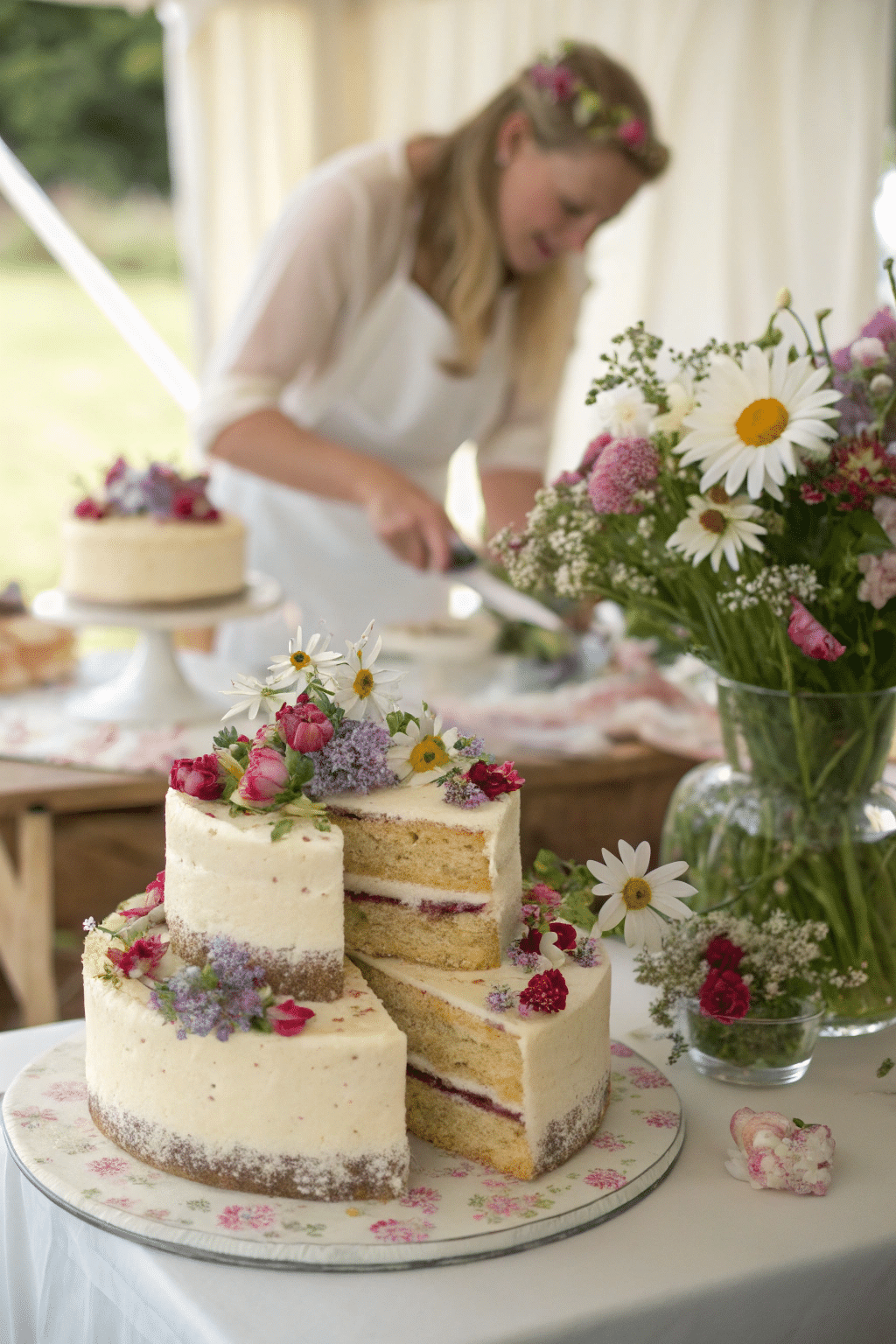 A playful and romantic cake topper made of mini posies, ideal for small cakes or whimsical bakes. The tiny bouquets add a dash of joy and charm to each slice.