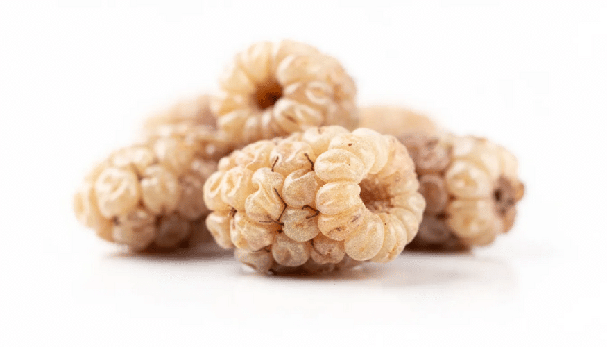 The image features a close-up of soft dried mulberries, showcasing their chewy texture and deep purple color. These delicious dried fruits are perfect for snacking, adding natural sweetness to desserts, or enjoying as a healthy treat rich in fiber.