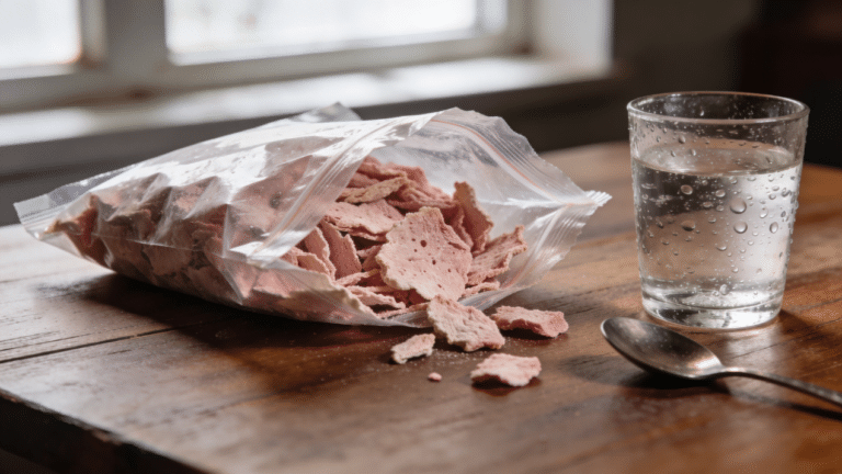 An image of freeze dried meat in a bag.
