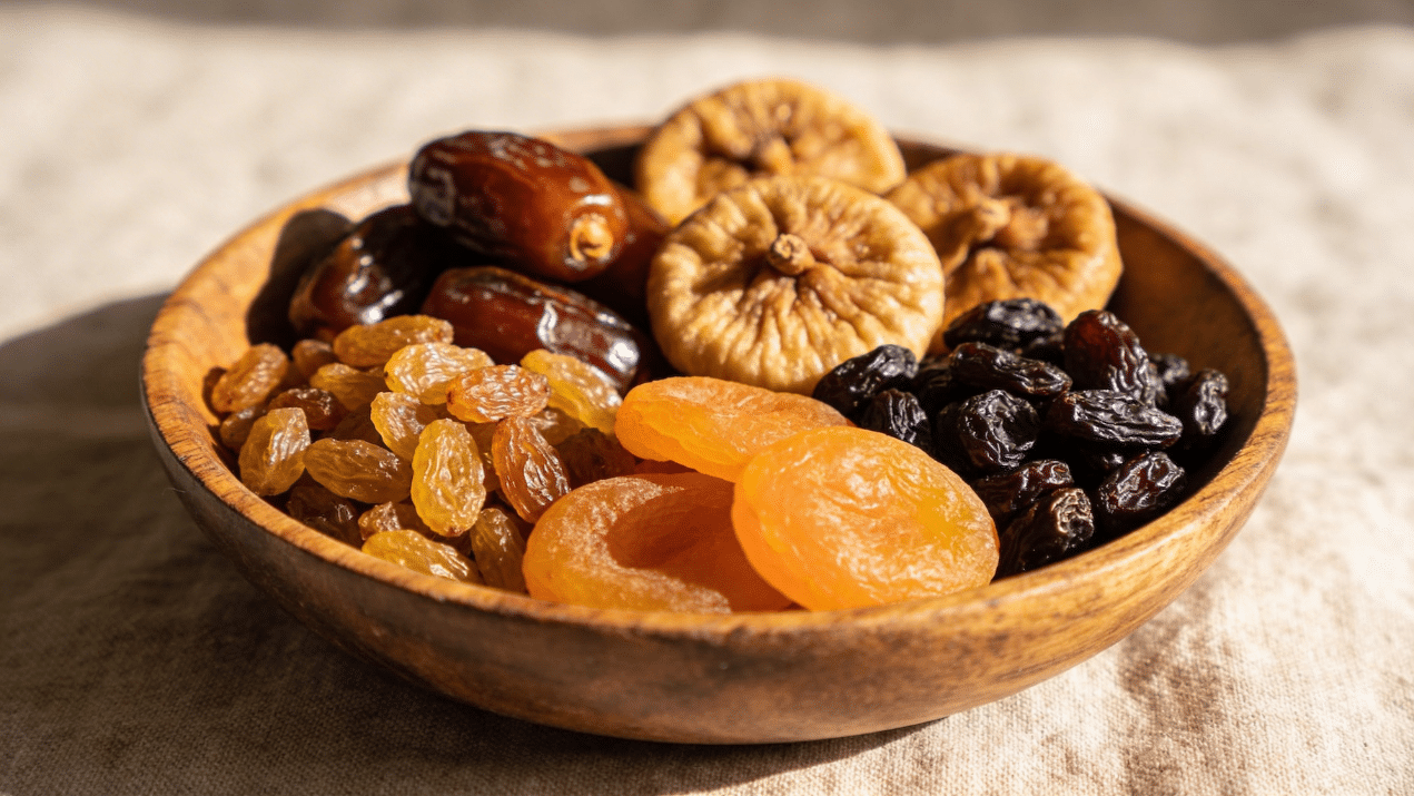 Soft dry fruits in a bowl.