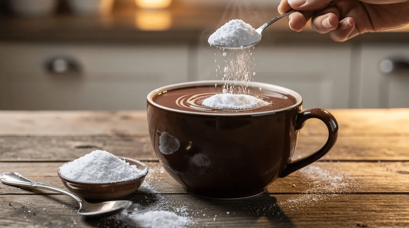 The image shows a steaming mug of hot chocolate topped with a sprinkle of powdered dehydrated marshmallows, including mini marshmallows and lucky charms marshmallows, creating a sweet treat perfect for warming up on a chilly day. The rich, melted chocolate blends beautifully with the fluffy marshmallow powder, inviting a cozy indulgence.